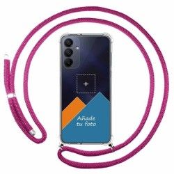 Personaliza tu Funda Colgante Transparente para Samsung Galaxy A15 4G / 5G con Cordon Rosa Fucsia Dibujo Personalizada