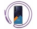 Personaliza tu Funda Colgante Transparente para Samsung Galaxy A15 4G / 5G con Cordon Morado Dibujo Personalizada