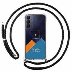 Personaliza tu Funda Colgante Transparente para Samsung Galaxy A15 4G / 5G con Cordon Negro Dibujo Personalizada