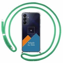 Personaliza tu Funda Colgante Transparente para Samsung Galaxy A15 4G / 5G con Cordon Verde Agua Dibujo Personalizada