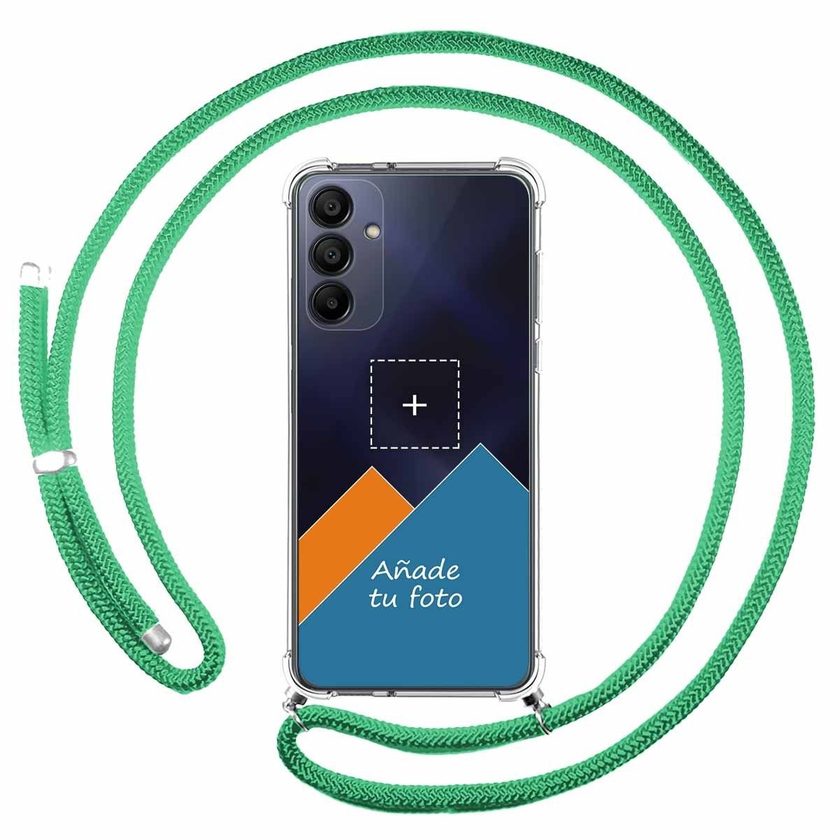 Personaliza tu Funda Colgante Transparente para Samsung Galaxy A15 4G / 5G con Cordon Verde Agua Dibujo Personalizada