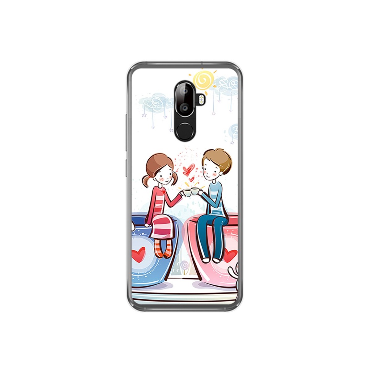 Funda Gel Tpu para Oukitel U18 Diseño Cafe Dibujos