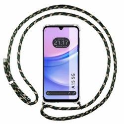 Funda Colgante Transparente para Samsung Galaxy A15 4G / 5G con Cordon Verde / Dorado