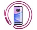 Funda Colgante Transparente para Samsung Galaxy A15 4G / 5G con Cordon Rosa Fucsia