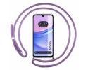 Funda Colgante Transparente para Samsung Galaxy A15 4G / 5G con Cordon Morado