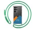 Personaliza tu Funda Colgante Transparente para Samsung Galaxy S24 Ultra 5G con Cordon Verde Agua Dibujo Personalizada