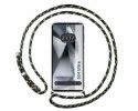 Funda Colgante Transparente para Samsung Galaxy S24 Ultra 5G con Cordon Verde / Dorado