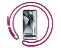 Funda Colgante Transparente para Samsung Galaxy S24 Ultra 5G con Cordon Rosa Fucsia
