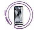Funda Colgante Transparente para Samsung Galaxy S24 Ultra 5G con Cordon Morado