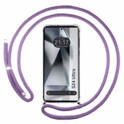 Funda Colgante Transparente para Samsung Galaxy S24 Ultra 5G con Cordon Morado