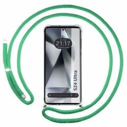 Funda Colgante Transparente para Samsung Galaxy S24 Ultra 5G con Cordon Verde Agua