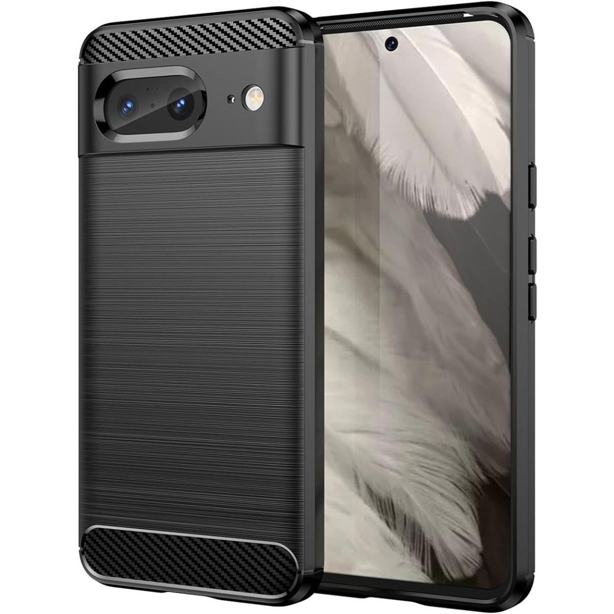 Funda Gel Tpu Tipo Carbon Negra para Google Pixel 8 5G