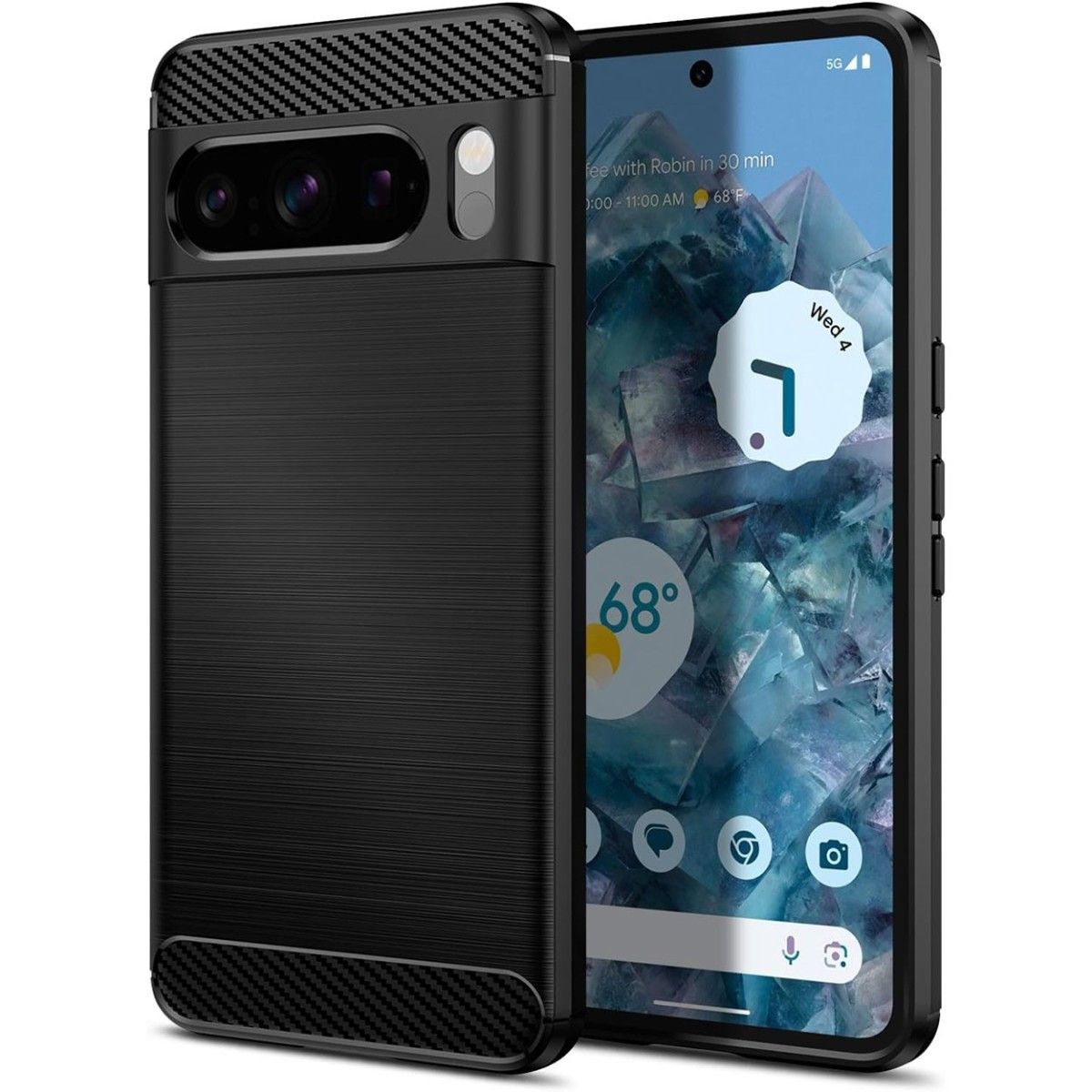 Funda Gel Tpu Tipo Carbon Negra para Google Pixel 8 Pro 5G