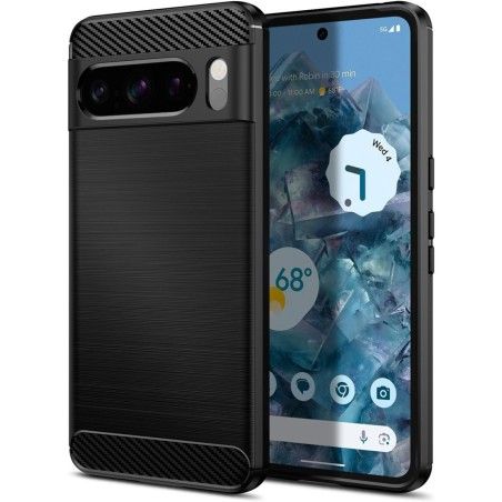 Funda Gel Tpu Tipo Carbon Negra para Google Pixel 8 Pro 5G