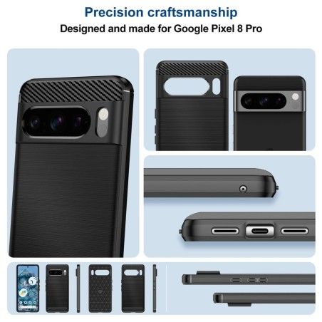 Funda Gel Tpu Tipo Carbon Negra para Google Pixel 8 Pro 5G