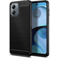 Funda Gel Tpu Tipo Carbon Negra para Motorola Moto G14