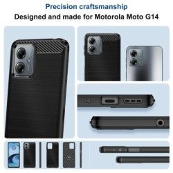 Funda Gel Tpu Tipo Carbon Negra para Motorola Moto G14 2