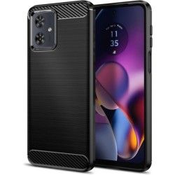 Funda Gel Tpu Tipo Carbon Negra para Motorola Moto G54 5G