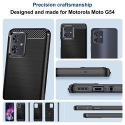 Funda Gel Tpu Tipo Carbon Negra para Motorola Moto G54 5G 2