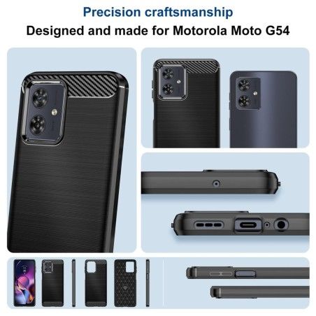 Funda Gel Tpu Tipo Carbon Negra para Motorola Moto G54 5G
