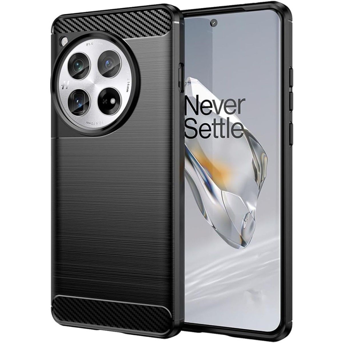 Funda Gel Tpu Tipo Carbon Negra para Oneplus 12 5G