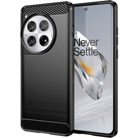 Funda Gel Tpu Tipo Carbon Negra para Oneplus 12R 5G