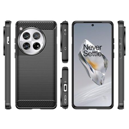 Funda Gel Tpu Tipo Carbon Negra para Oneplus 12R 5G
