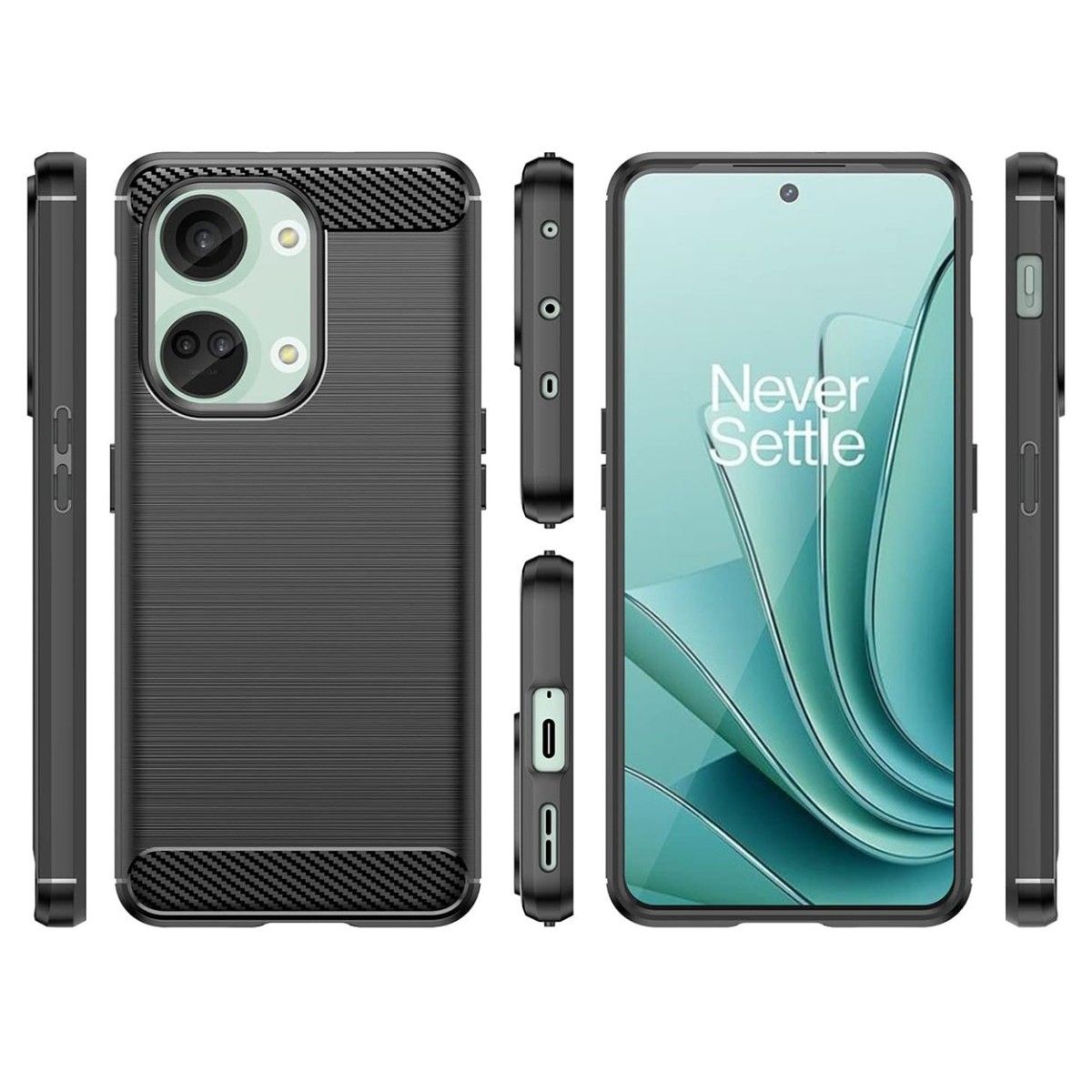 Funda Gel Tpu Tipo Carbon Negra para Oneplus Nord 3 5G