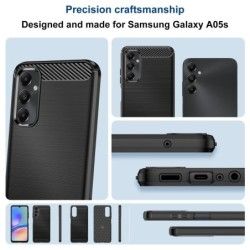 Funda Gel Tpu Tipo Carbon Negra para Samsung Galaxy A05s 2