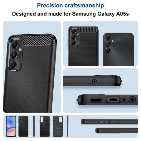 Funda Gel Tpu Tipo Carbon Negra para Samsung Galaxy A05s