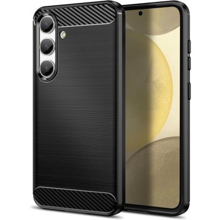 Funda Gel Tpu Tipo Carbon Negra para Samsung Galaxy S24 5G