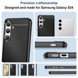 Funda Gel Tpu Tipo Carbon Negra para Samsung Galaxy S24 5G 2