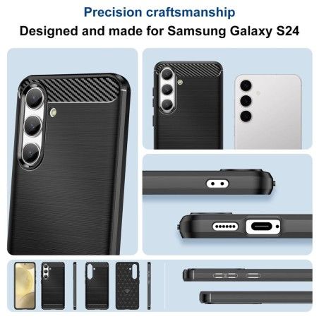 Funda Gel Tpu Tipo Carbon Negra para Samsung Galaxy S24 5G