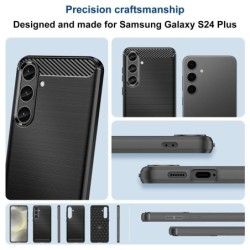 Funda Gel Tpu Tipo Carbon Negra para Samsung Galaxy S24+ Plus 5G 2