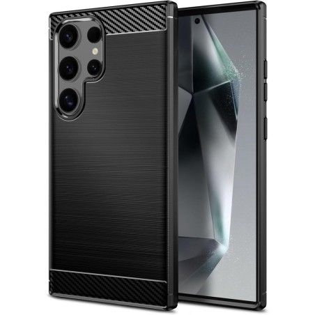 Funda Gel Tpu Tipo Carbon Negra para Samsung Galaxy S24 Ultra 5G