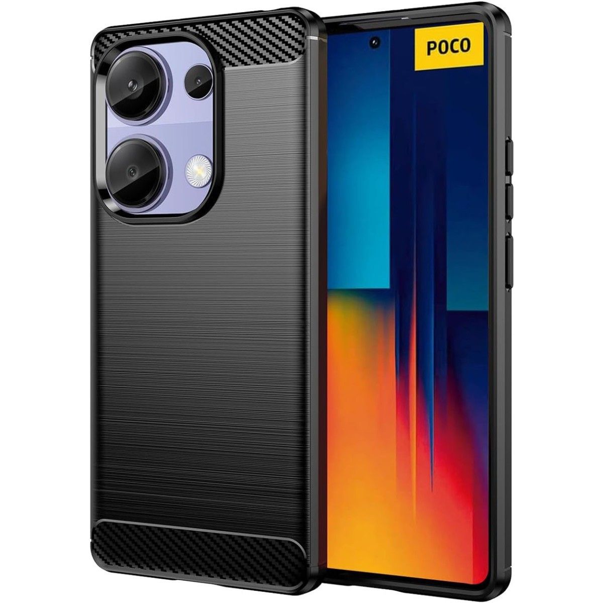 Funda Gel Tpu Tipo Carbon Negra para Xiaomi Poco M6 Pro 4G