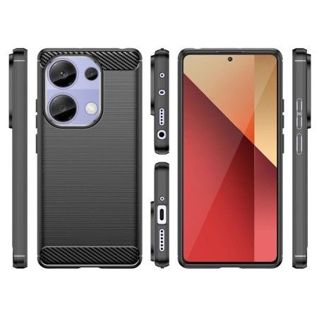 Funda Gel Tpu Tipo Carbon Negra para Xiaomi Poco M6 Pro 4G