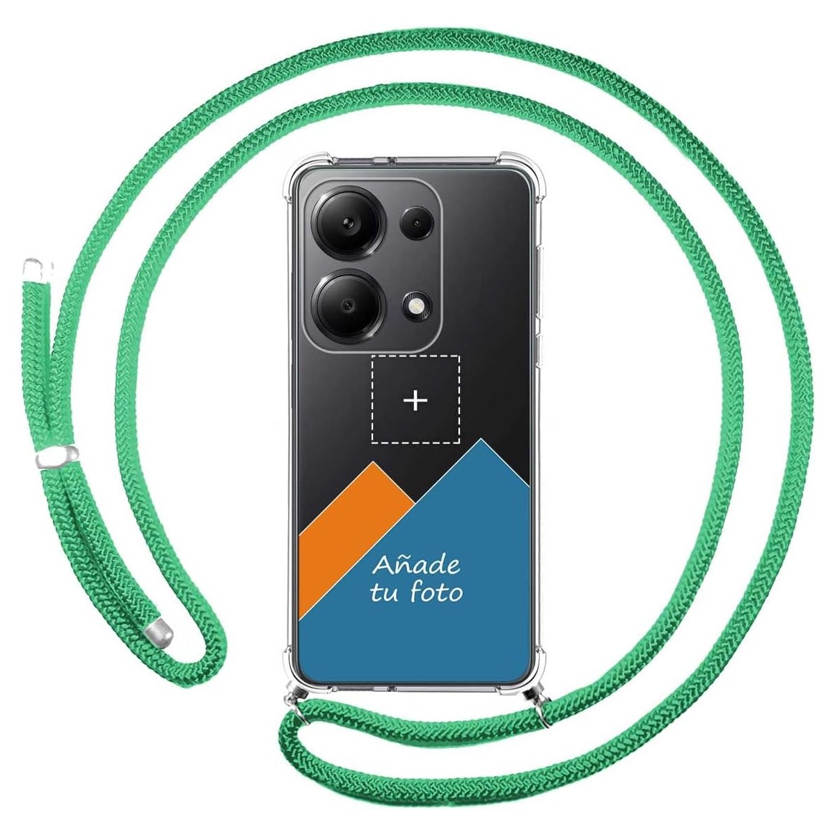 Personaliza tu Funda Colgante Transparente para Xiaomi Redmi Note 13 Pro 4G con Cordon Verde Agua Dibujo Personalizada