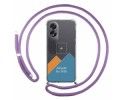Personaliza tu Funda Colgante Transparente para Oppo A18 con Cordon Morado Dibujo Personalizada