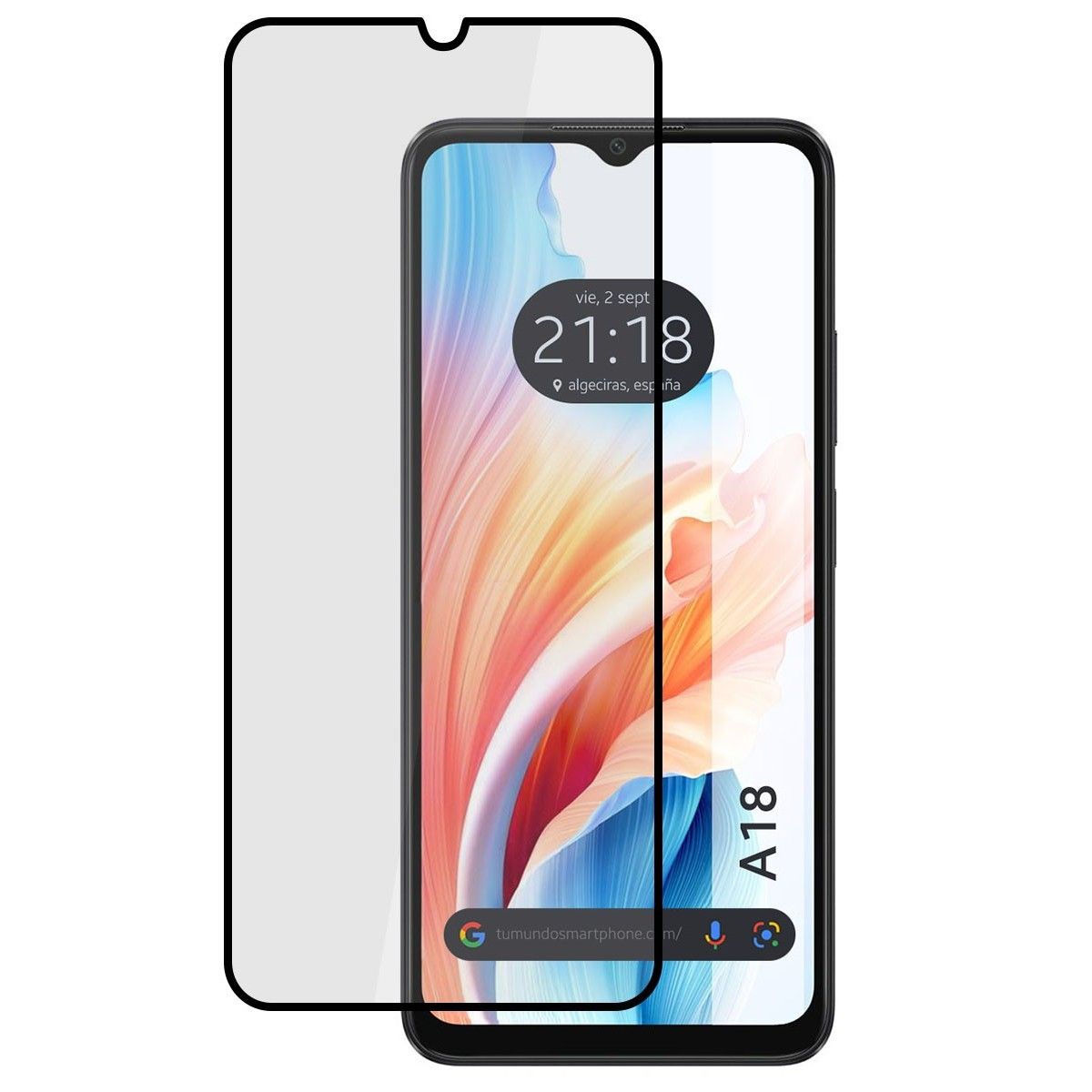 Protector Cristal Templado Completo 5D Full Glue Negro para Oppo A18 Vidrio