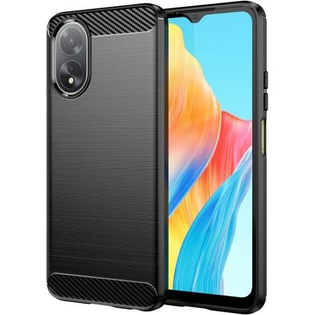 Funda Gel TPU Tipo Carbon Negra para Oppo A18