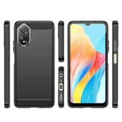Funda Gel TPU Tipo Carbon Negra para Oppo A18 2