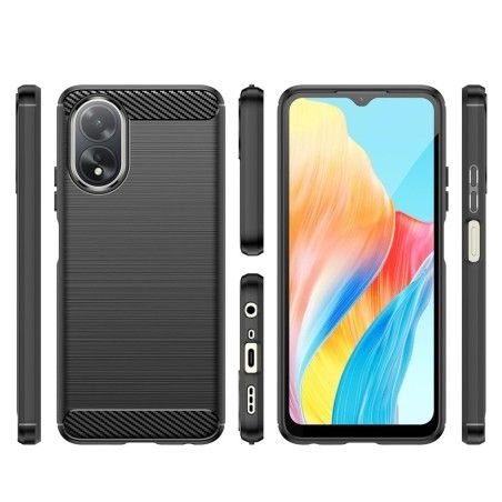 Funda Gel TPU Tipo Carbon Negra para Oppo A18