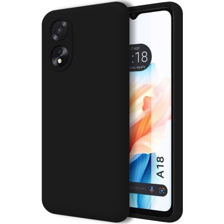 Funda Silicona Líquida Ultra Suave para Oppo A18 Color Negra