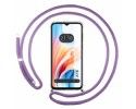Funda Colgante Transparente para Oppo A18 con Cordon Morado