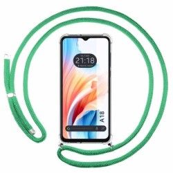 Funda Colgante Transparente para Oppo A18 con Cordon Verde Agua