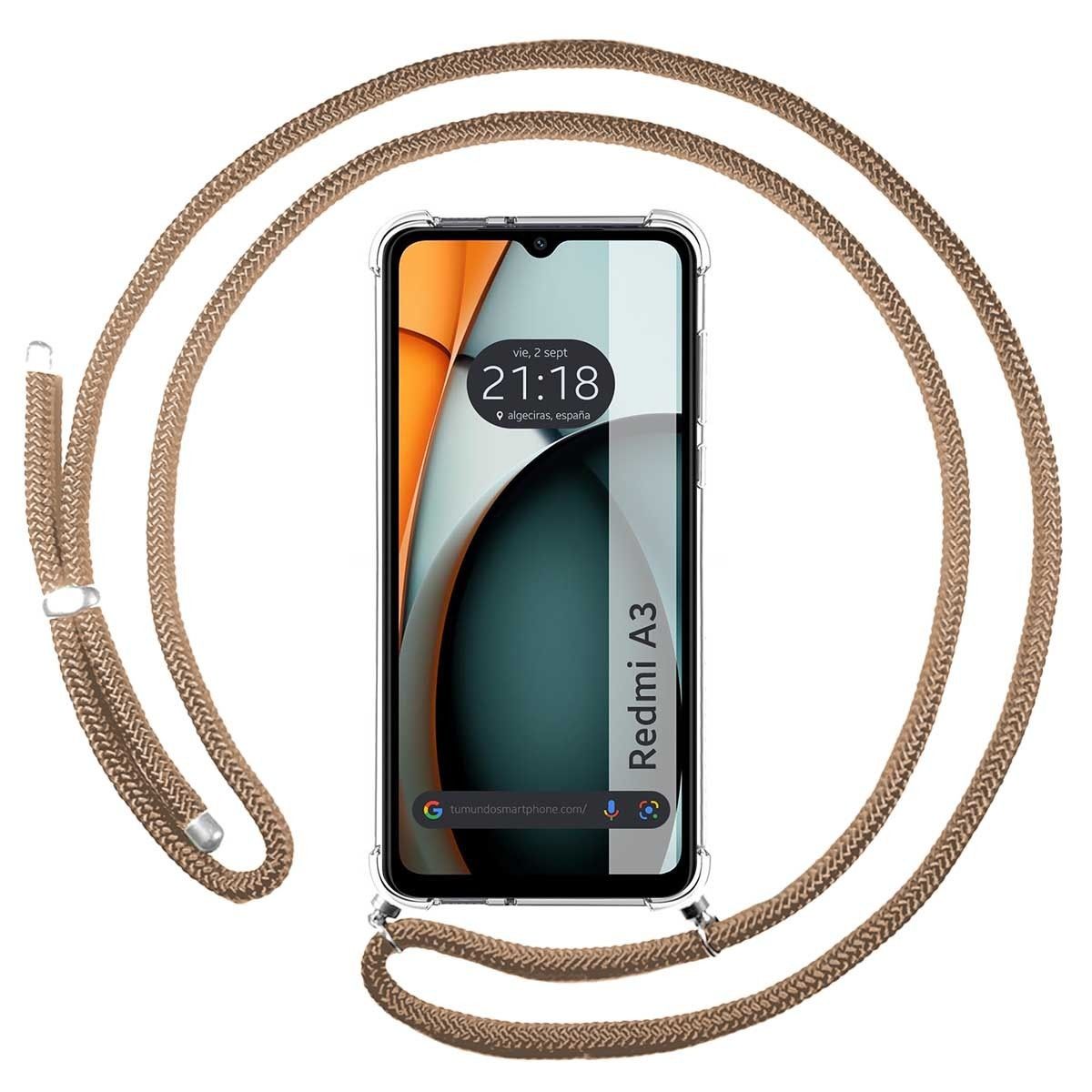 Funda Colgante Transparente para Xiaomi Redmi A3 con Cordon Camel