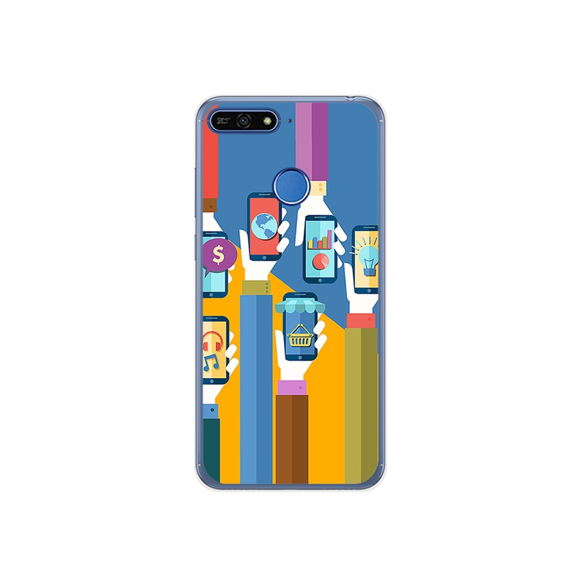 Funda Gel Tpu para Huawei Honor 7A / Y6 2018 Diseño Apps Dibujos