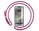 Funda Colgante Transparente para Samsung Galaxy S24 5G con Cordon Rosa Fucsia