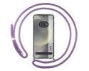 Funda Colgante Transparente para Samsung Galaxy S24 5G con Cordon Morado
